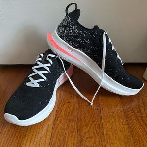 Under Armour Flow Black Athletic Shoes with White and Pink Highlights NWOT